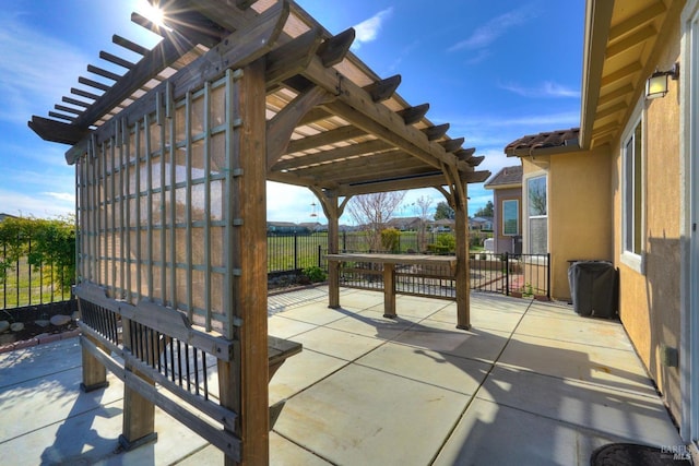 view of patio with a pergola