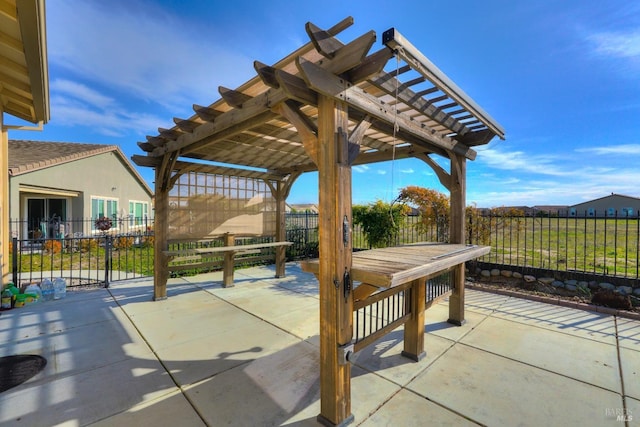 view of patio with a pergola