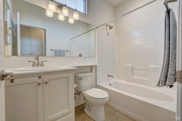 full bathroom with tile patterned flooring, vanity, toilet, and shower / bathing tub combination