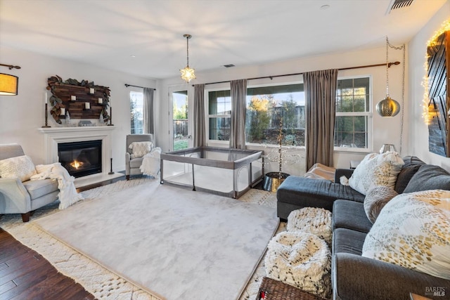 living room with hardwood / wood-style floors