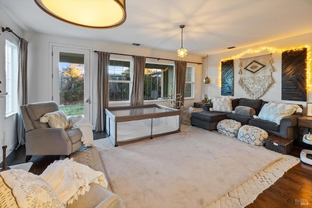 living room featuring hardwood / wood-style flooring and plenty of natural light