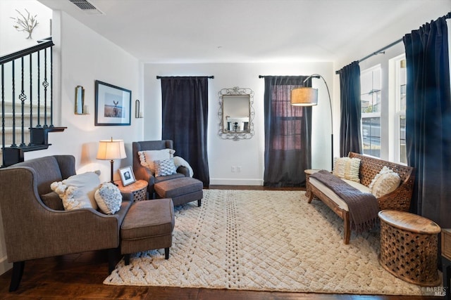 living room with wood-type flooring