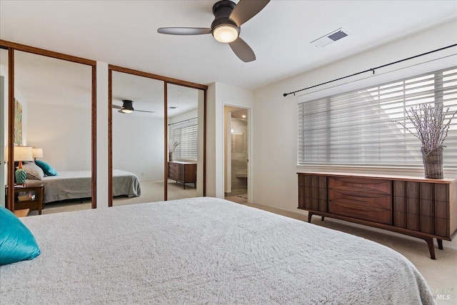 1782 Devonshire Dr, Benicia, CA 94510 - bedroom featuring multiple closets, carpet flooring, and ceiling fan