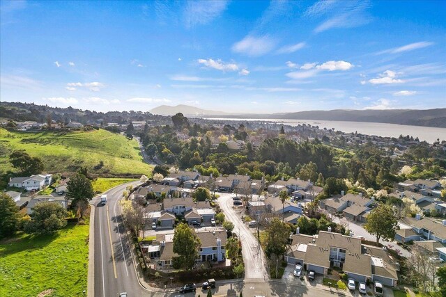 1782 Devonshire Dr, Benicia, CA 94510 - aerial view of property and surrounding area with nearby suburban area and a water and mountain view