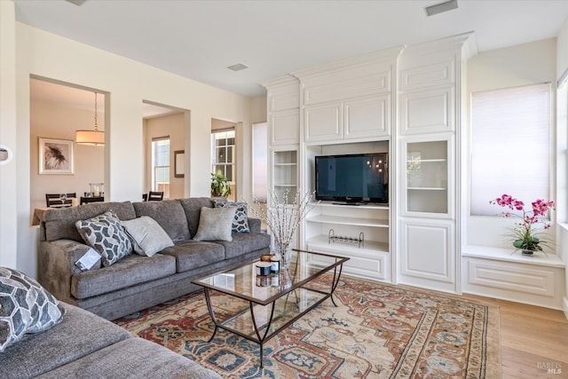 living room featuring light hardwood / wood-style floors