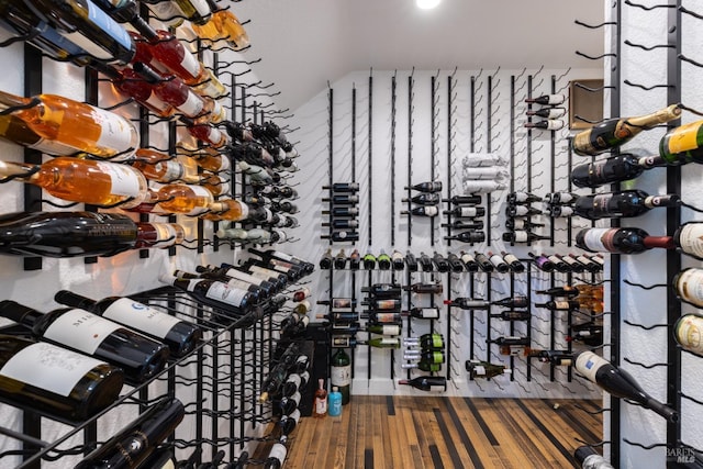 wine cellar with wood finished floors