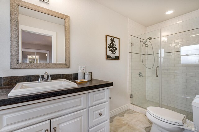 1077 Valley View St, Saint Helena, CA 94574 - bathroom with a shower stall, vanity, and recessed lighting