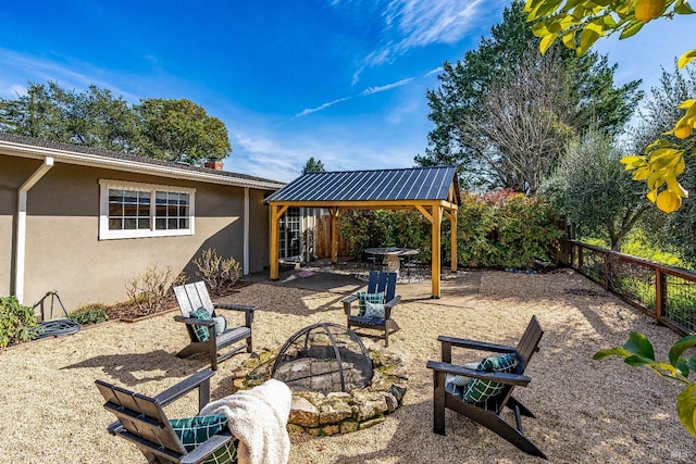 1077 Valley View St, Saint Helena, CA 94574 - fenced backyard with a gazebo, a fire pit, and a patio