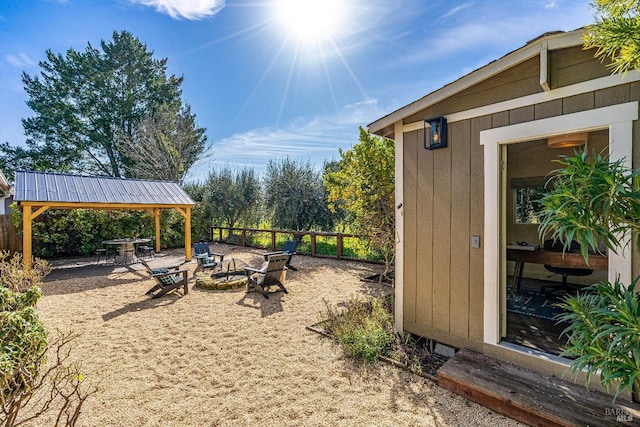 1077 Valley View St, Saint Helena, CA 94574 - view of yard with an outdoor fire pit and a gazebo