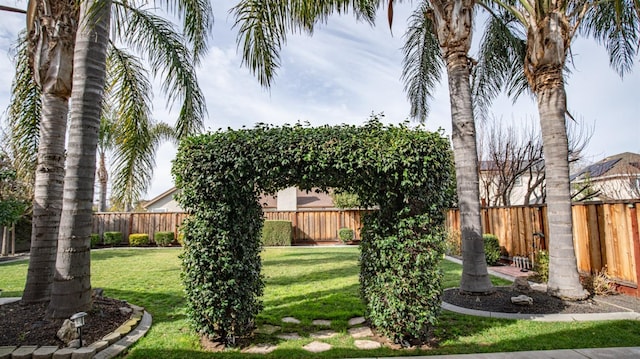 view of yard with a fenced backyard