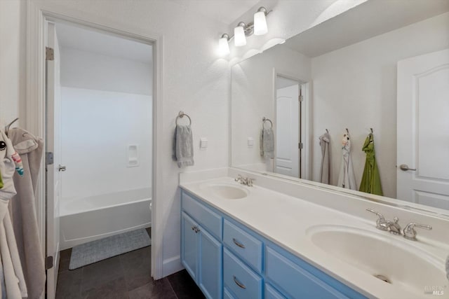 bathroom with tile patterned floors and vanity