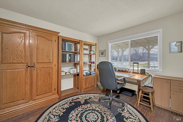 office with dark wood finished floors