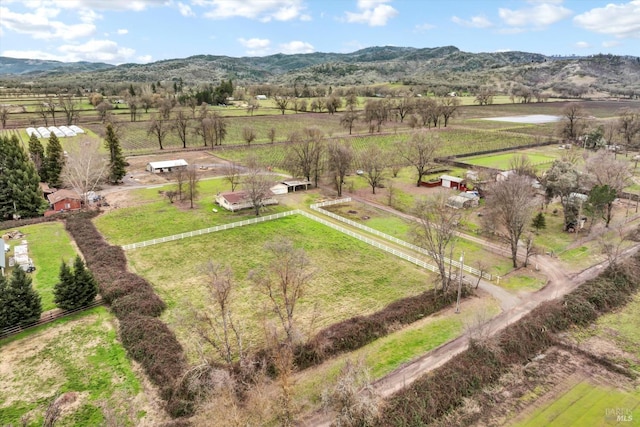 bird's eye view with a rural view and a mountain view