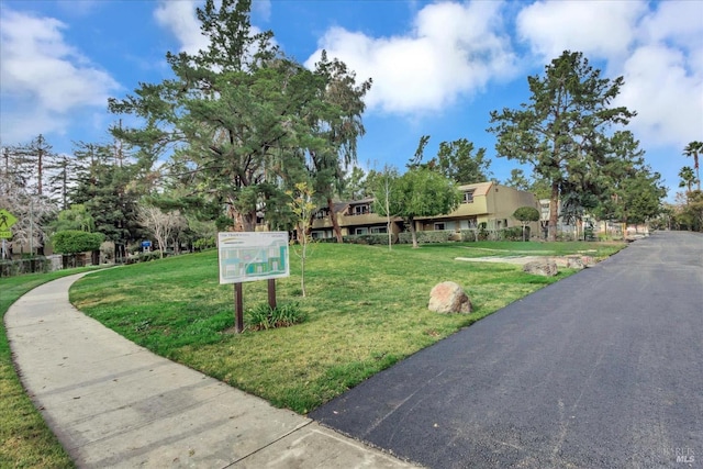 view of property's community featuring a lawn