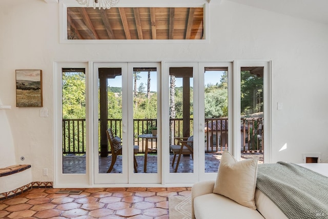 107 Deer Hollow Rd, San Anselmo, CA 94960 - doorway with plenty of natural light, wood ceiling, and baseboards