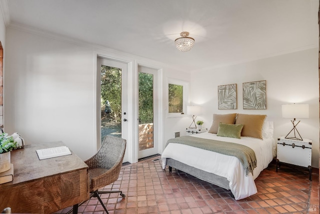 107 Deer Hollow Rd, San Anselmo, CA 94960 - bedroom featuring access to exterior and ornamental molding