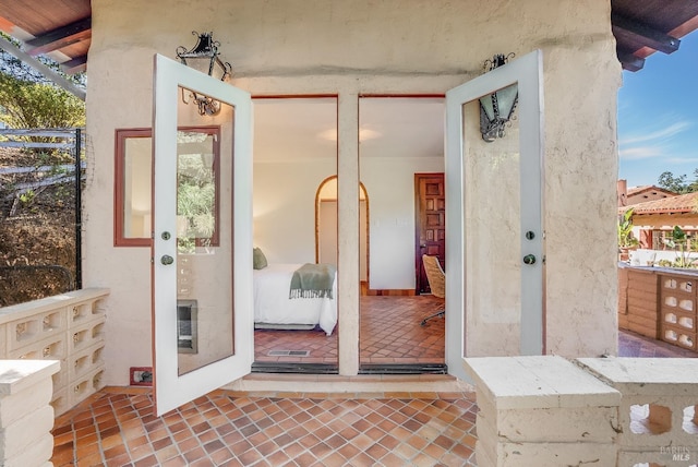 107 Deer Hollow Rd, San Anselmo, CA 94960 - property entrance with stucco siding and heating unit