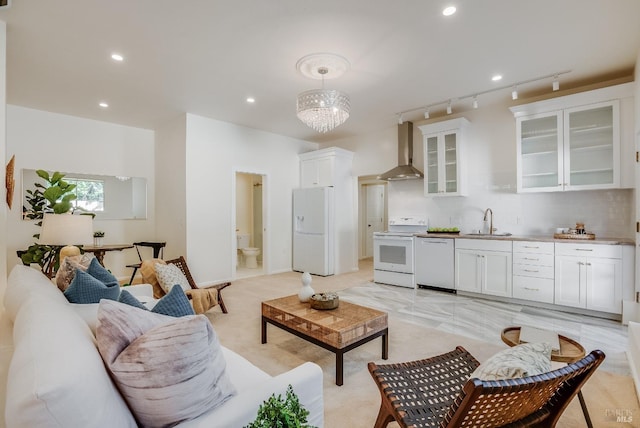 107 Deer Hollow Rd, San Anselmo, CA 94960 - living room with a chandelier, recessed lighting, and rail lighting