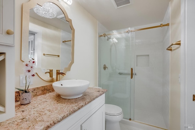 107 Deer Hollow Rd, San Anselmo, CA 94960 - bathroom featuring vanity, a shower stall, and toilet
