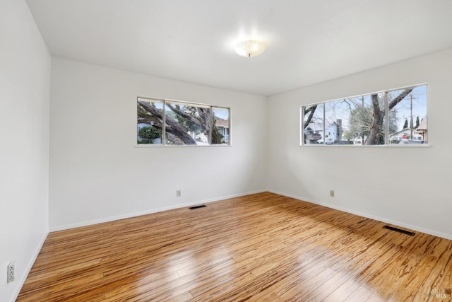 spare room with light hardwood / wood-style floors and a healthy amount of sunlight