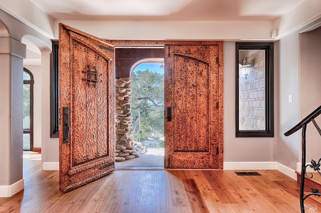 foyer featuring light wood-type flooring