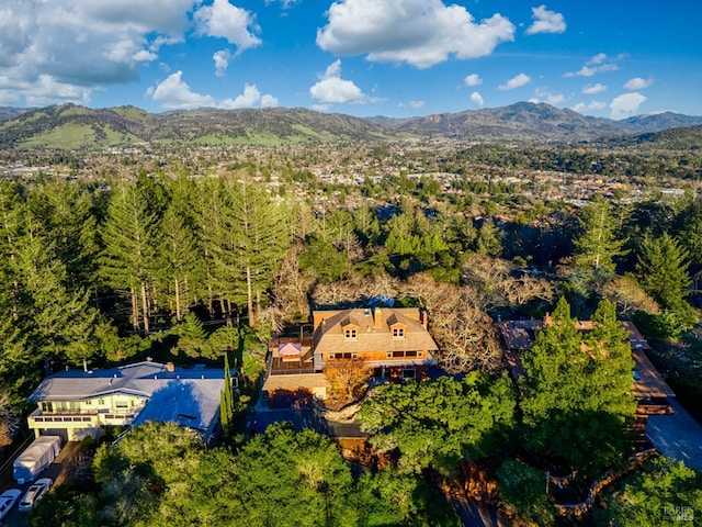 aerial view with a mountain view