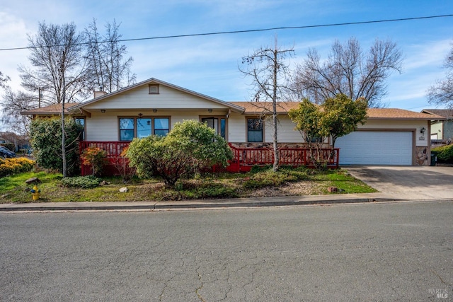 single story home with a garage