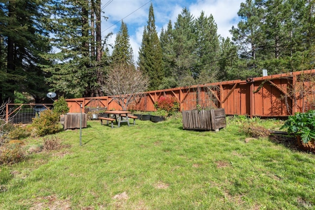 view of yard featuring a fenced backyard