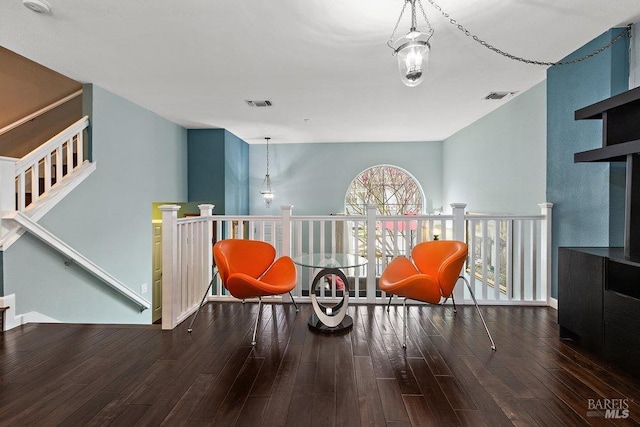 living area featuring hardwood / wood-style flooring