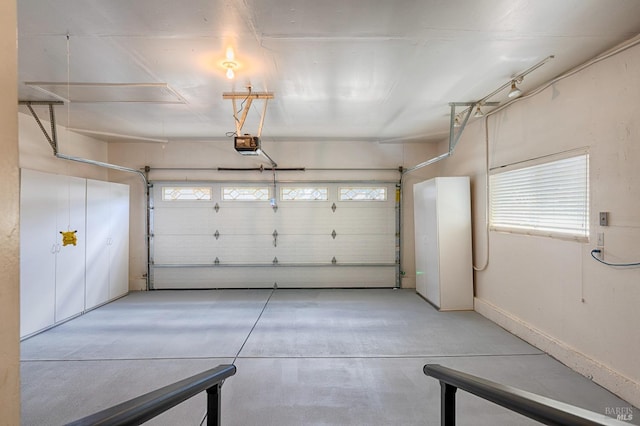 garage with a garage door opener