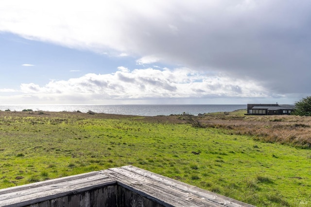 view of yard with a water view