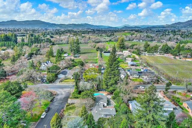 drone / aerial view with a mountain view