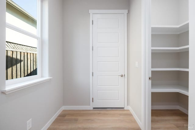 interior space with light hardwood / wood-style flooring