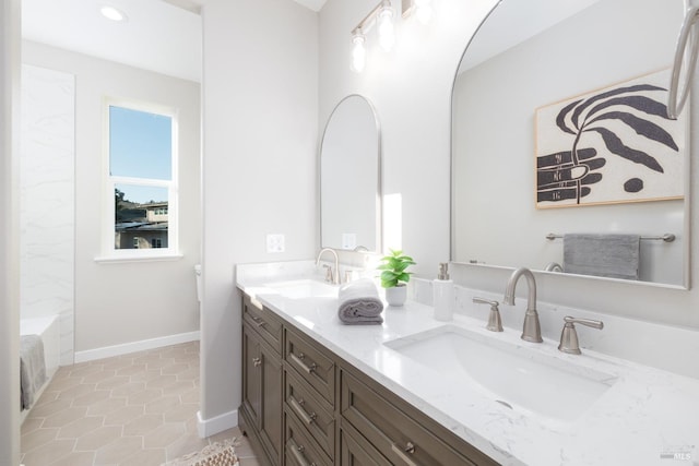 bathroom featuring vanity and tile patterned floors