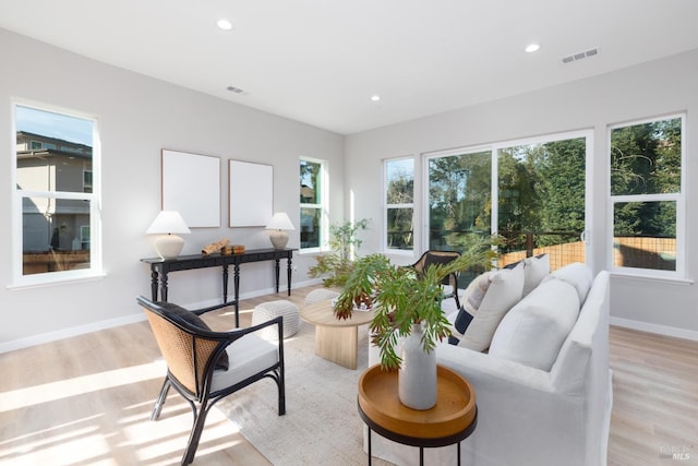 living room featuring light wood-type flooring