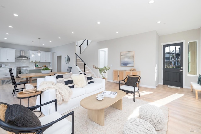 living room featuring light hardwood / wood-style flooring