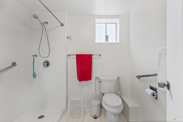569 Sequoia Ave, San Anselmo, CA 94960 - bathroom with a shower, toilet, tile patterned floors, and baseboards