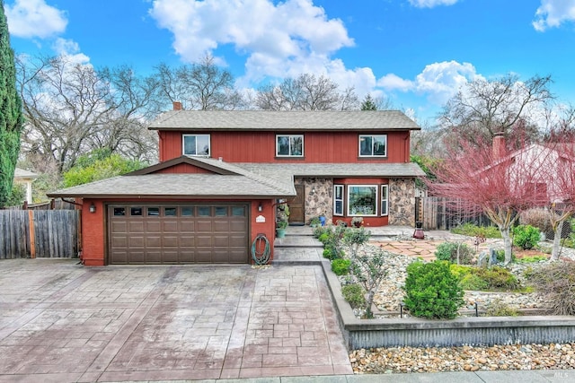 view of front of property featuring a garage