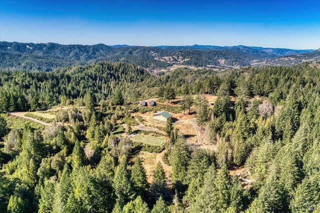 birds eye view of property with a mountain view