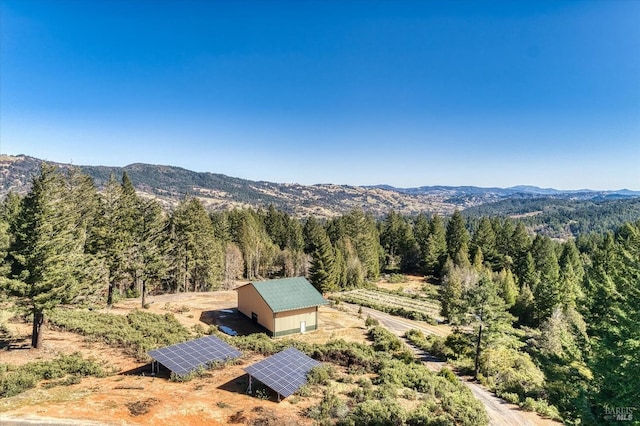 drone / aerial view with a mountain view