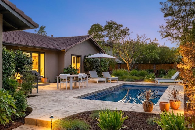 view of swimming pool with a patio