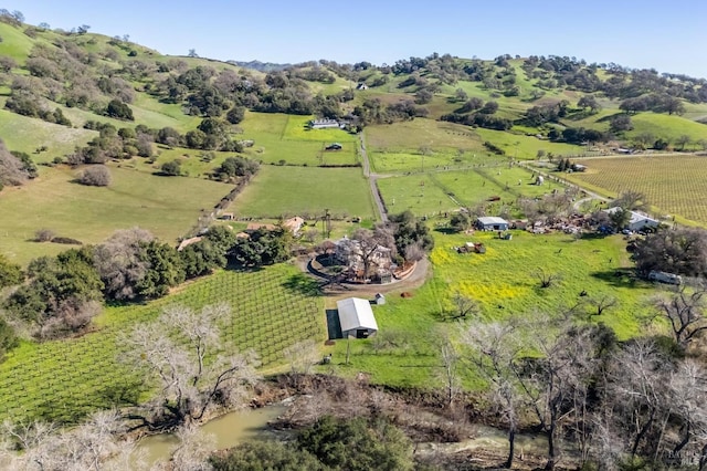 drone / aerial view with a rural view