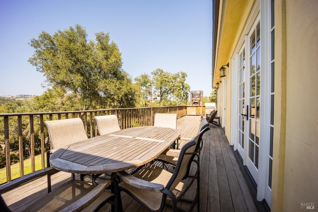 wooden deck with french doors