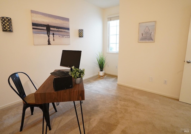 view of carpeted home office