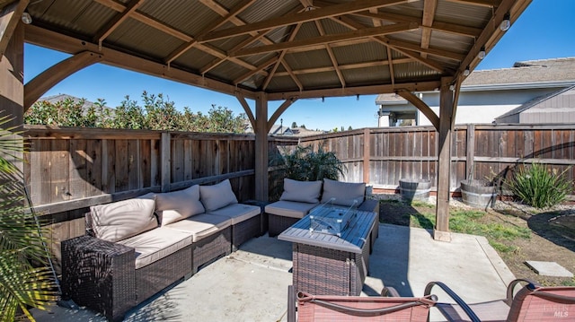 view of patio / terrace with a fenced backyard and an outdoor hangout area