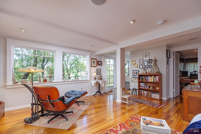 sitting room featuring light hardwood / wood-style floors