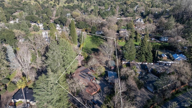 aerial view with a forest view