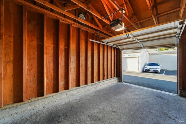 garage with a garage door opener