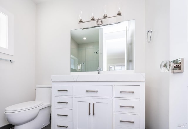 1008 Evans Ave, Napa, CA 94559 - bathroom with an enclosed shower, toilet, and vanity