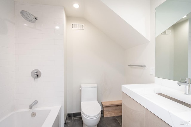 1008 Evans Ave, Napa, CA 94559 - bathroom featuring toilet, vanity, shower / tub combination, and visible vents